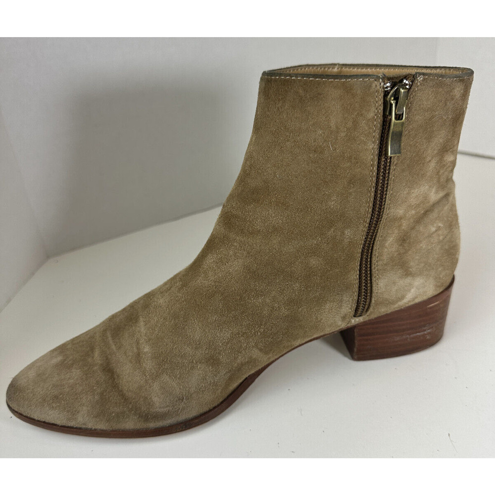 J. Crew Walker Suede Tan Booties Side Zip Ankle Boots AA520 Women's Shoe Size 10 - Picture 4 of 11